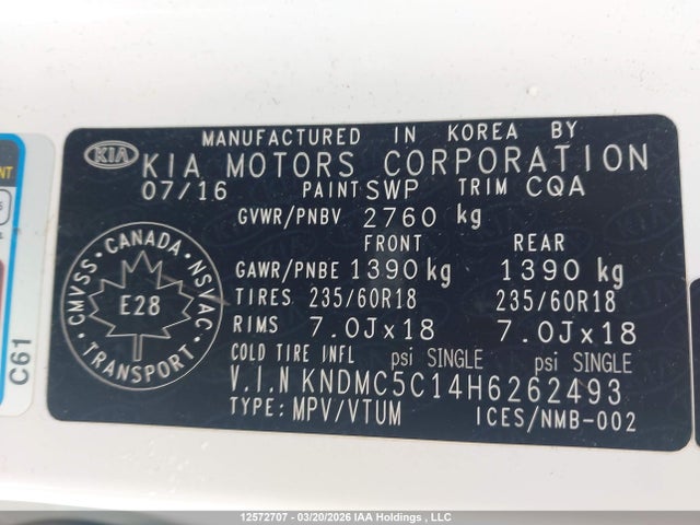 KNDMC5C14H6262493 KIA Sedona