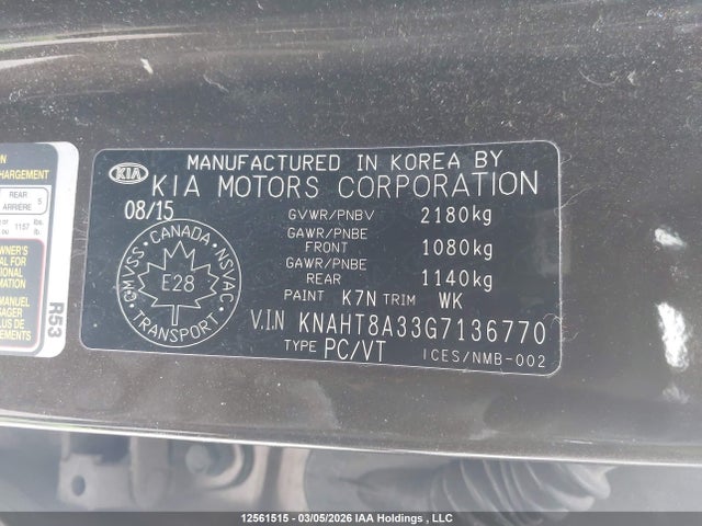 KNAHT8A33G7136770 KIA Rondo Lx/lx Value