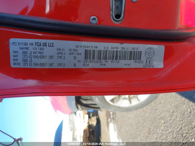 Продаж на аукціоні авто 2019 Jeep Cherokee Trailhawk, vin: 1C4PJMBX7KD427331, номер лоту: 12568497