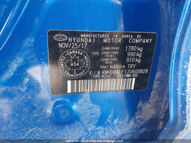 KMHD84LF1JU605829 Hyundai ELANTRA GL