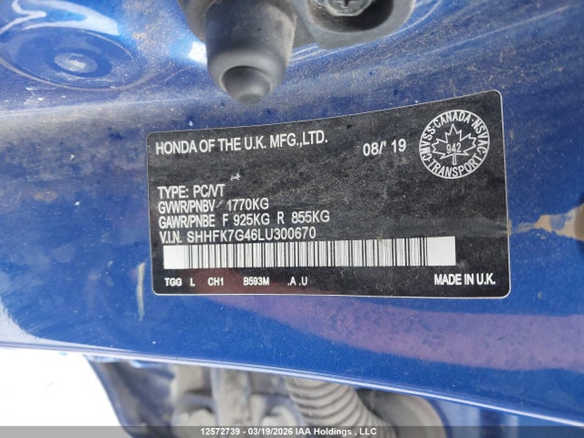 SHHFK7G46LU300670 Honda Civic Sport