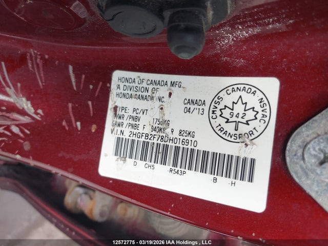 Aukcja sprzedaży 2013 Honda Civic Touring, vin: 2HGFB2F78DH016910, numer aukcji: 12572775