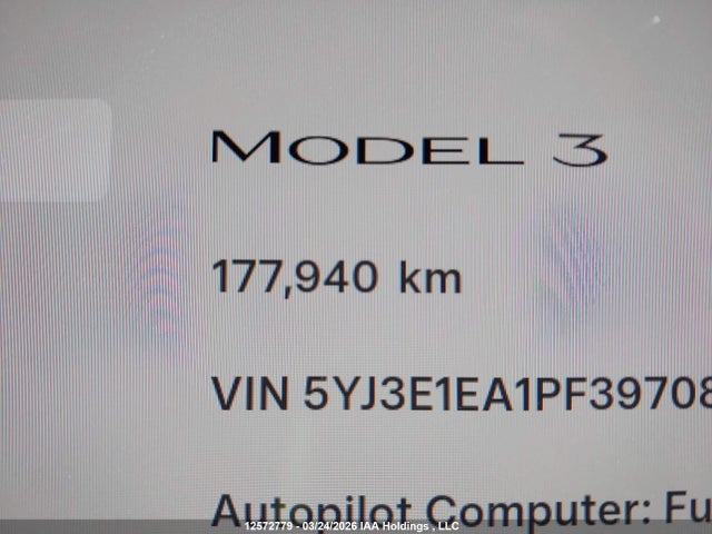 2023 Tesla Model 3 მანქანა იყიდება აუქციონზე, vin: 5YJ3E1EA1PF397087, აუქციონის ნომერი: 12572779