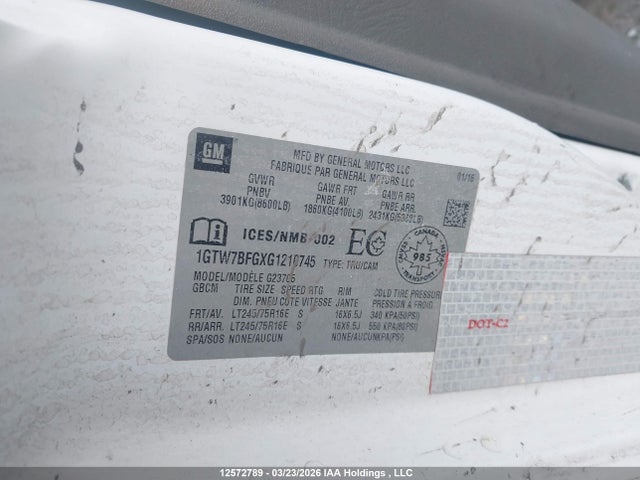 1GTW7BFGXG1210745 GMC Savana G2500