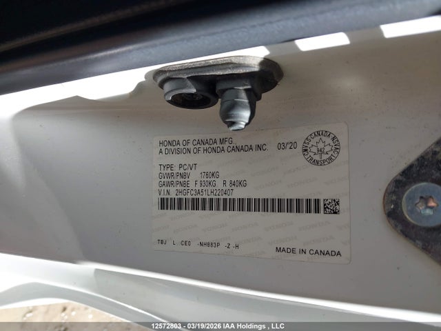 Aukcja sprzedaży 2020 Honda Civic Si Si, vin: 2HGFC3A51LH220407, numer aukcji: 12572803