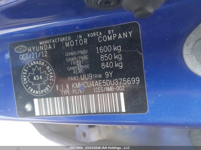 Продажа на аукционе авто 2013 Hyundai Accent, vin: KMHCU4AE5DU375699, номер лота: 12572804