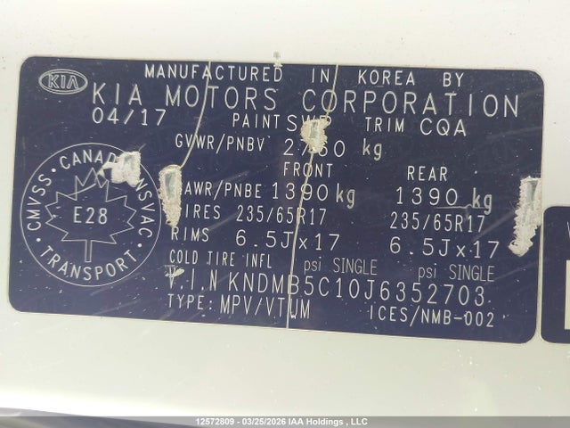 KNDMB5C10J6352703 KIA SEDONA LX
