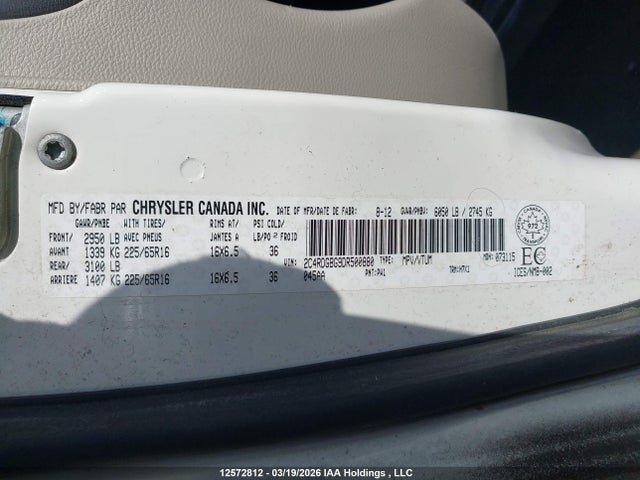 12572812 :رقم المزاد ، 2C4RDGBG9DR500880 vin ، 2013 Dodge Grand Caravan Se مزاد بيع