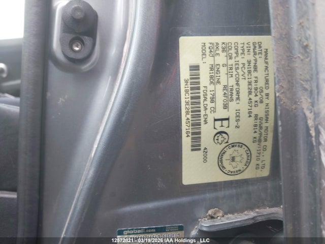 12572821 :رقم المزاد ، 3N1BC13E28L457164 vin ، 2008 Nissan Versa S/sl مزاد بيع
