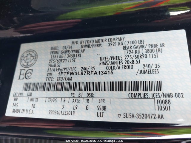 1FTFW3L87RFA13415 Ford F150 Xlt