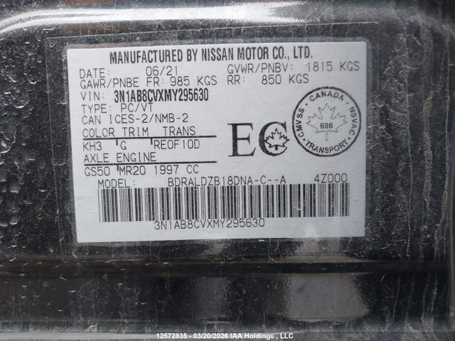 3N1AB8CVXMY295630 Nissan Sentra