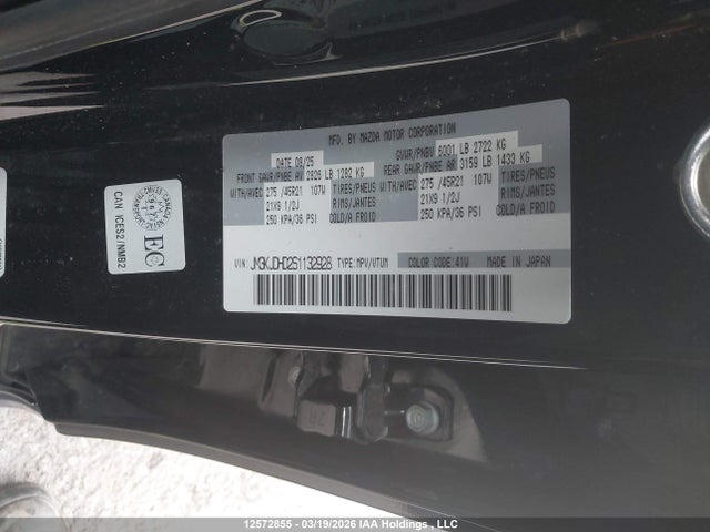 12572855 :رقم المزاد ، JM3KJDHD2S1132928 vin ، 2025 Mazda Cx-70 Premium مزاد بيع