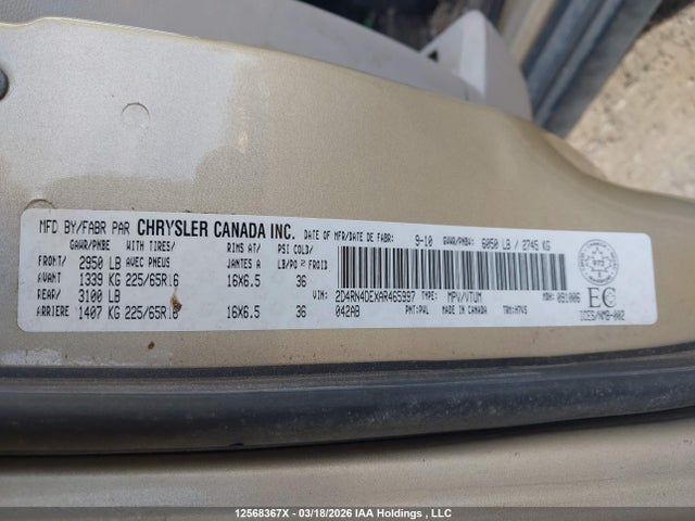 Продажа на аукционе авто 2010 Dodge Grand Caravan Se, vin: 2D4RN4DEXAR465997, номер лота: 12568367