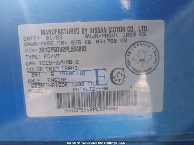 Продажа на аукционе авто 2023 Nissan Kicks Sr, vin: 3N1CP5DV2PL504092, номер лота: 12572879
