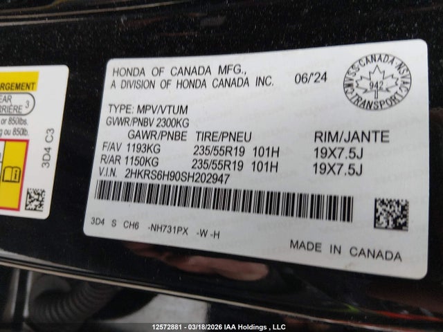 2HKRS6H90SH202947 Honda Cr-v Touring Hybrid Touring Hybrid