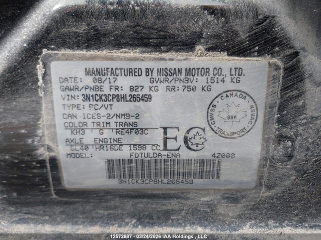 3N1CK3CP8HL265459 Nissan Micra