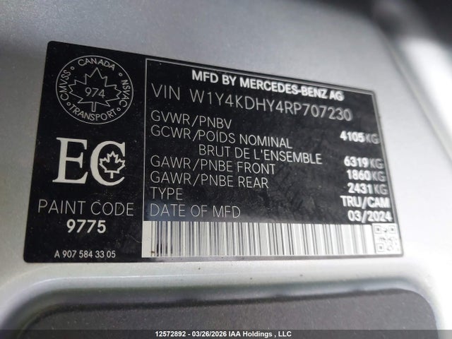 W1Y4KDHY4RP707230 Mercedes-Benz Sprinter 2500 High Roof 4-cyl Diesel