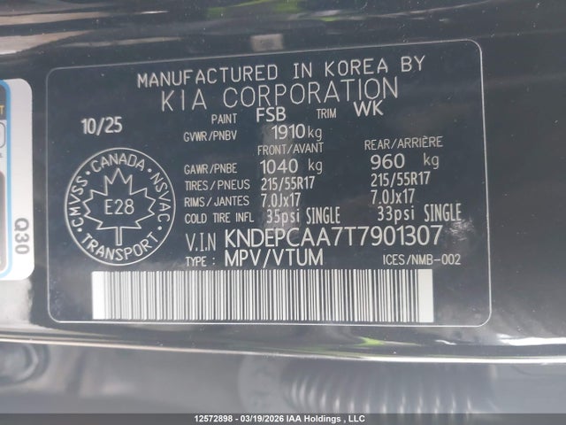 Продаж на аукціоні авто 2026 Kia Seltos Lx, vin: KNDEPCAA7T7901307, номер лоту: 12572898