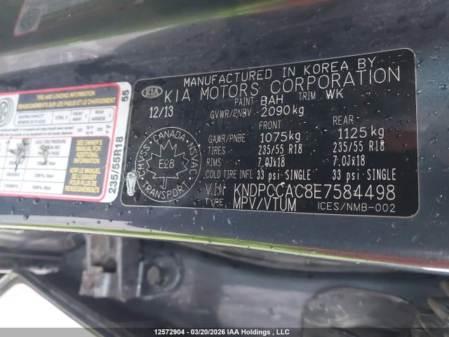 12572904 :رقم المزاد ، KNDPCCAC8E7584498 vin ، 2014 Kia Sportage Ex/ex Luxury مزاد بيع