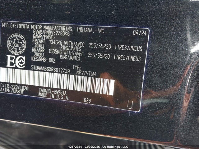 Продаж на аукціоні авто 2024 Lexus Tx 350, vin: 5TDAAAB6XRS012739, номер лоту: 12572924