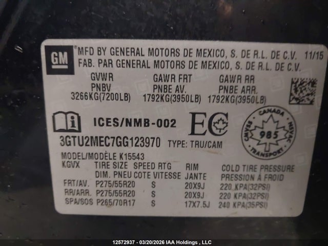 3GTU2MEC7GG123970 GMC Sierra 1500 Sle