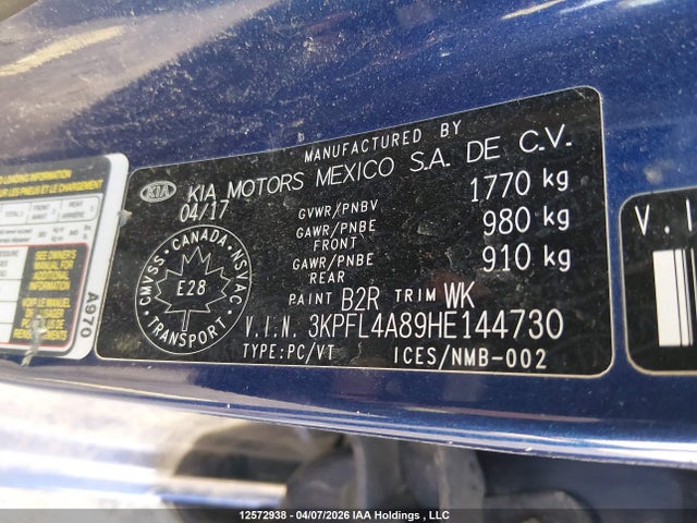 12572938 :رقم المزاد ، 3KPFL4A89HE144730 vin ، 2017 Kia Forte Ex/ex Luxury/ex+ مزاد بيع