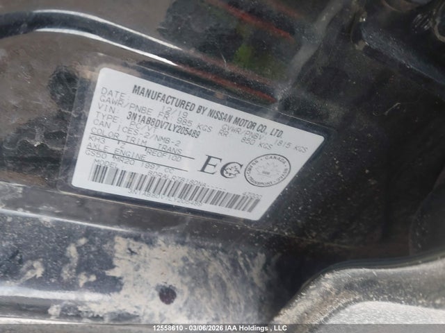 12558610 :رقم المزاد ، 3N1AB8DV7LY205489 vin ، 2020 Nissan Sentra Sr مزاد بيع