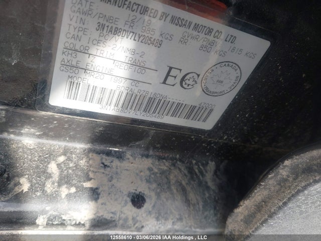 12558610 :رقم المزاد ، 3N1AB8DV7LY205489 vin ، 2020 Nissan Sentra Sr مزاد بيع