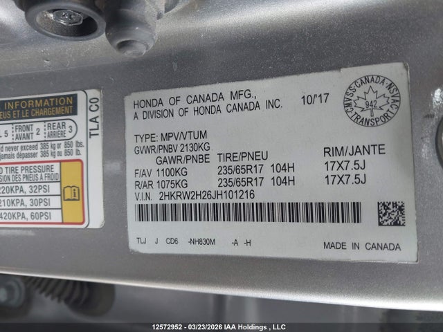 2HKRW2H26JH101216 Honda CR-V LX