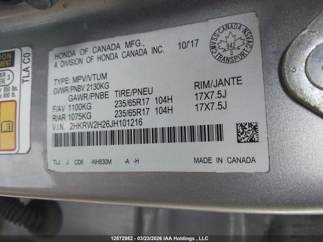 2HKRW2H26JH101216 Honda CR-V LX