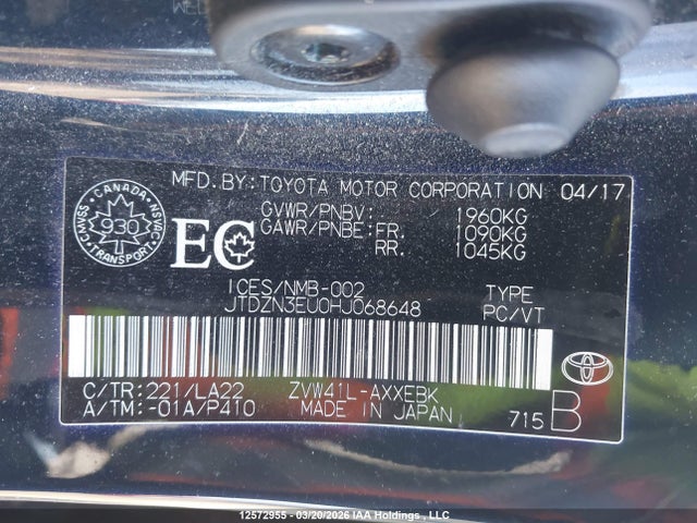 JTDZN3EU0HJ068648 Toyota PRIUS V