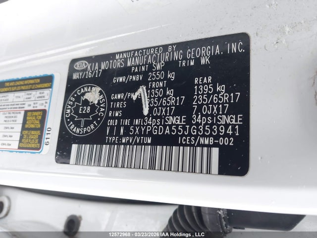 5XYPGDA55JG353941 KIA Sorento Lx/l