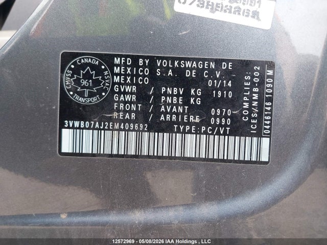 3VWB07AJ2EM409692 Volkswagen Jetta 1.8 Tsi Comfortline