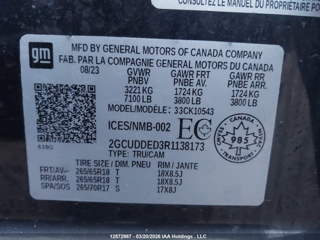 2024 Chevrolet Silverado 1500 Lt მანქანა იყიდება აუქციონზე, vin: 2GCUDDED3R1138173, აუქციონის ნომერი: 12572987