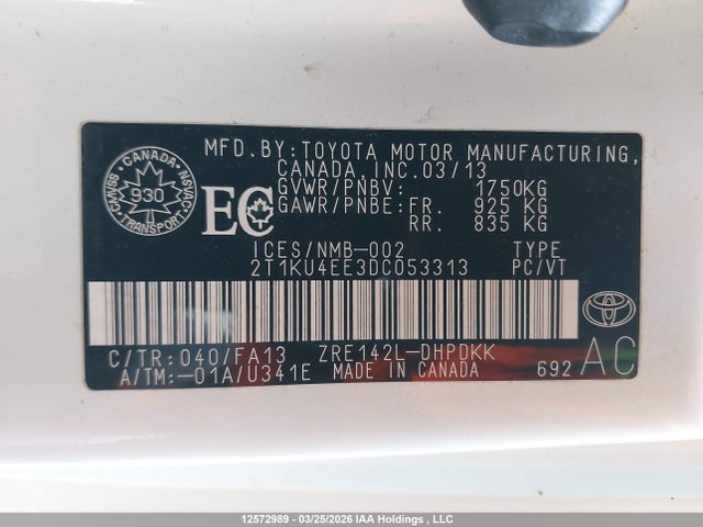 Aukcja sprzedaży 2013 Toyota Corolla Matrix, vin: 2T1KU4EE3DC053313, numer aukcji: 12572989