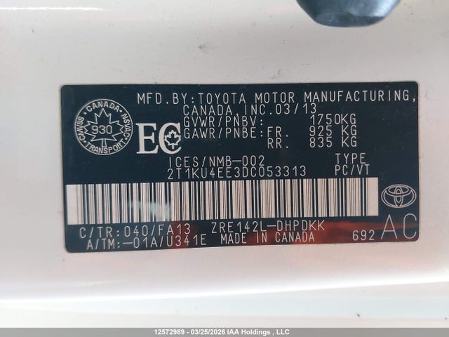 Aukcja sprzedaży 2013 Toyota Corolla Matrix, vin: 2T1KU4EE3DC053313, numer aukcji: 12572989