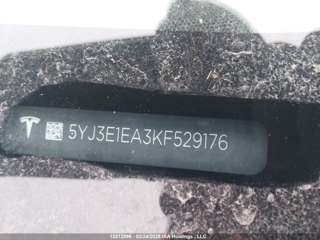 12572996 :رقم المزاد ، 5YJ3E1EA3KF529176 vin ، 2019 Tesla Model 3 مزاد بيع