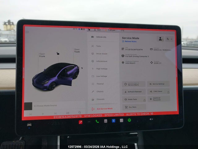 12572996 :رقم المزاد ، 5YJ3E1EA3KF529176 vin ، 2019 Tesla Model 3 مزاد بيع