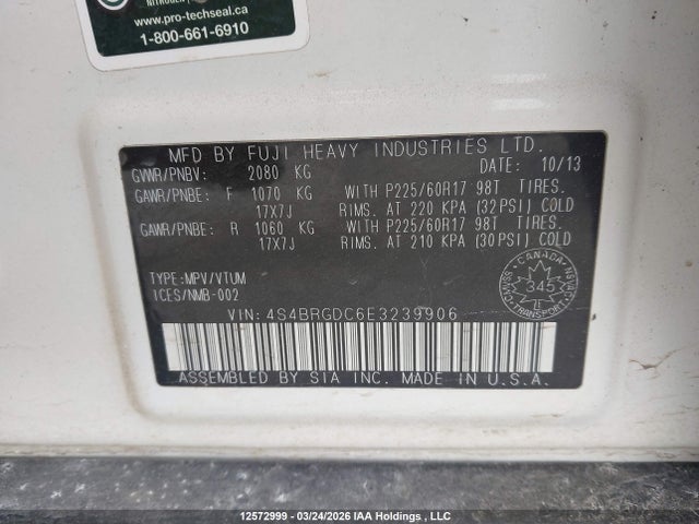 Aukcja sprzedaży 2014 Subaru Outback 2.5i Premium, vin: 4S4BRGDC6E3239906, numer aukcji: 12572999