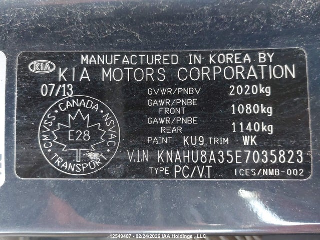 Продаж на аукціоні авто 2014 Kia Rondo Ex/ex Luxury/se, vin: KNAHU8A35E7035823, номер лоту: 12549407