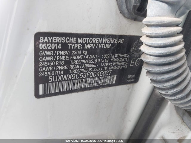 Продаж на аукціоні авто 2015 Bmw X3 Xdrive28i, vin: 5UXWX9C53F0D46037, номер лоту: 12573003