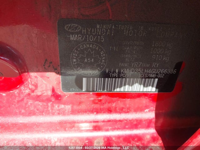 KMHD35LH4GU266336 Hyundai Elantra