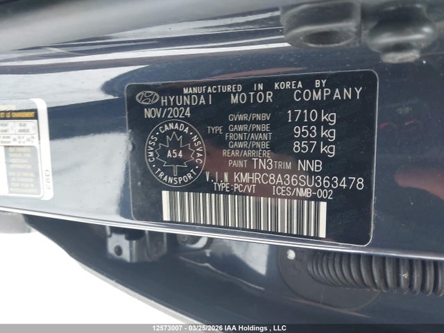 12573007 :رقم المزاد ، KMHRC8A36SU363478 vin ، 2025 Hyundai Venue Preferred مزاد بيع