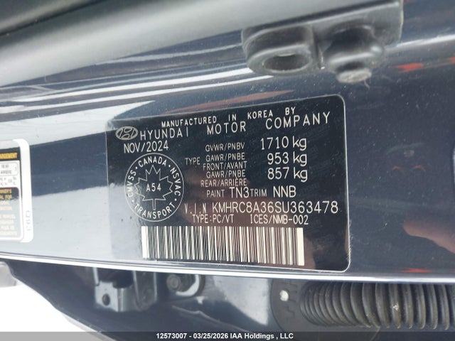 12573007 :رقم المزاد ، KMHRC8A36SU363478 vin ، 2025 Hyundai Venue Preferred مزاد بيع