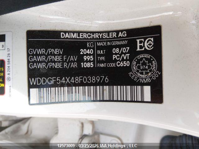 Aukcja sprzedaży 2008 Mercedes-benz C 300, vin: WDDGF54X48F038976, numer aukcji: 12573009