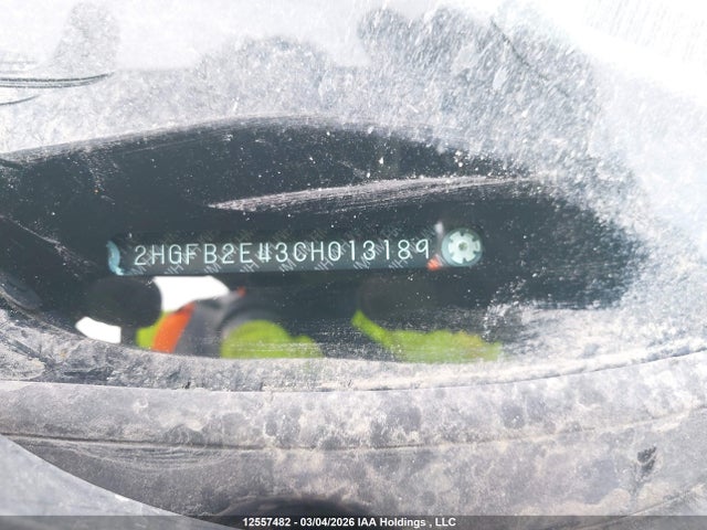 12557482 :رقم المزاد ، 2HGFB2E43CH013189 vin ، 2012 Honda Civic Lx مزاد بيع