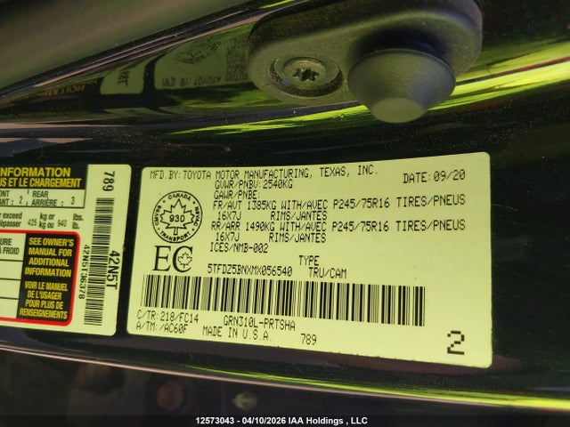 5TFDZ5BNXMX056540 Toyota Tacoma