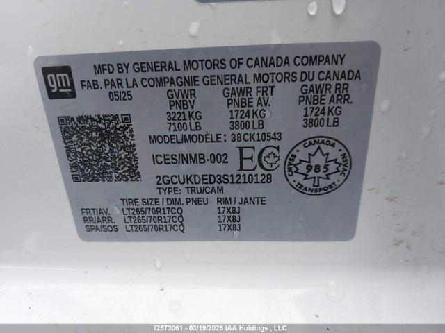 Продаж на аукціоні авто 2025 Chevrolet Silverado K1500 Lt, vin: 2GCUKDED3S1210128, номер лоту: 12573061
