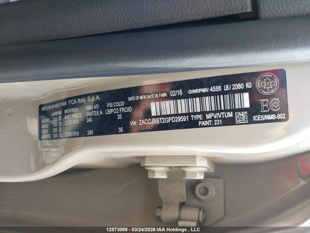 Jeep Renegade Latitude 2016 ZACCJBBT2GPD29591 Image 18