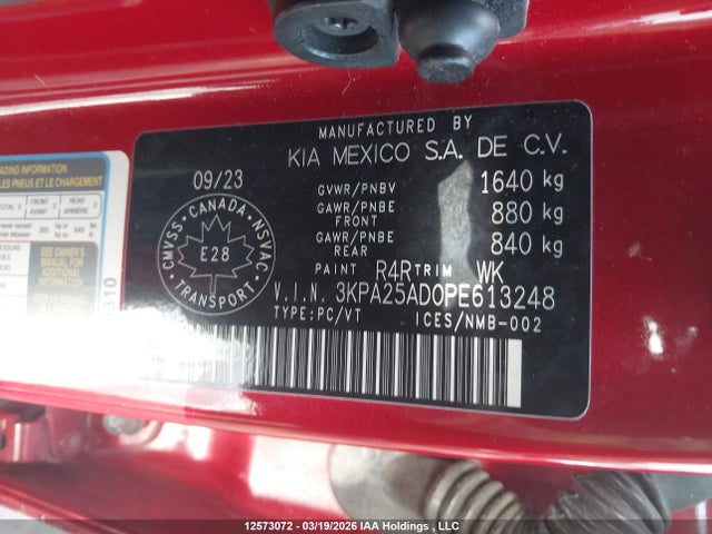 3KPA25AD0PE613248 KIA RIO S